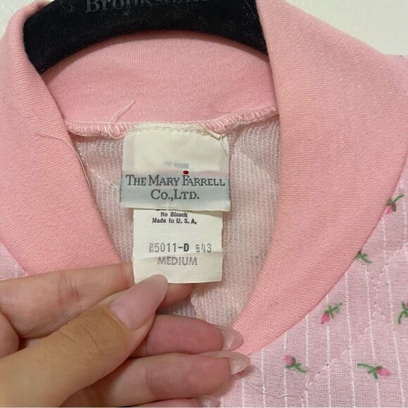 Loungewear Vtg Soft Zip Up Adult Bodysuit Romper Pink Floral Onsie Small - Picture 4 of 7